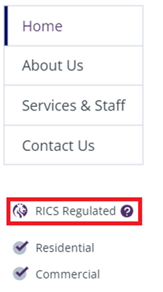 RICS Regulated highlighted in an office page